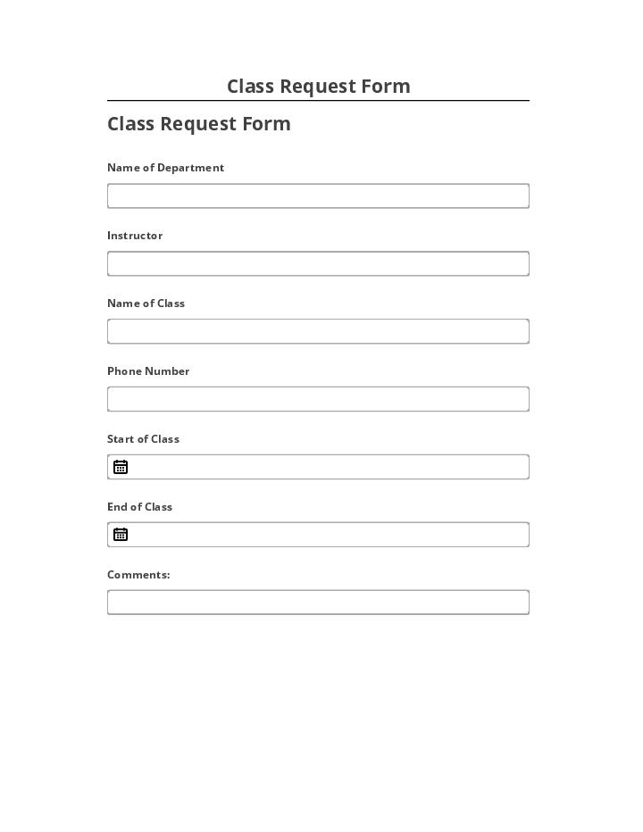 Integrate Class Request Form Netsuite