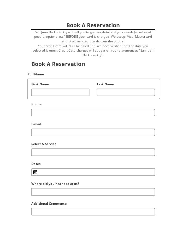 Arrange Book A Reservation