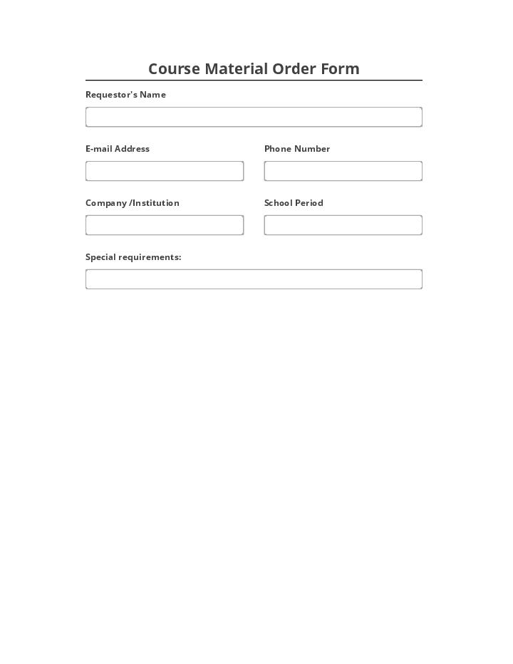 Synchronize Course Material Order Form Netsuite