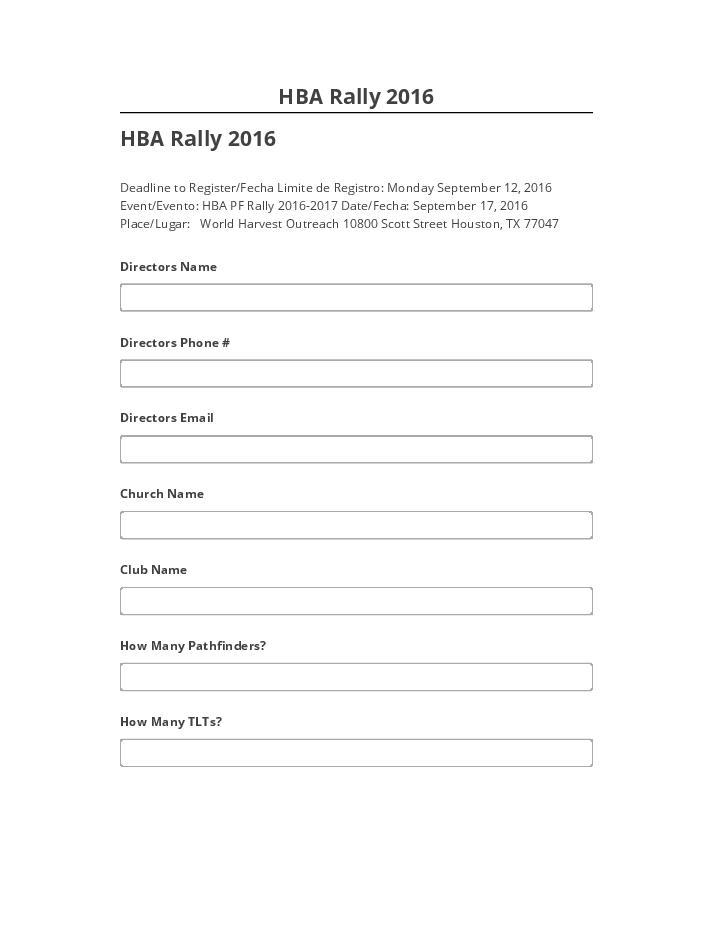 Integrate HBA Rally 2016 Salesforce