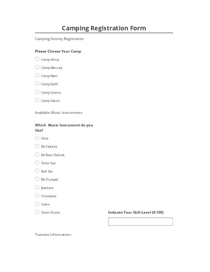 Incorporate Camping Registration Form Netsuite
