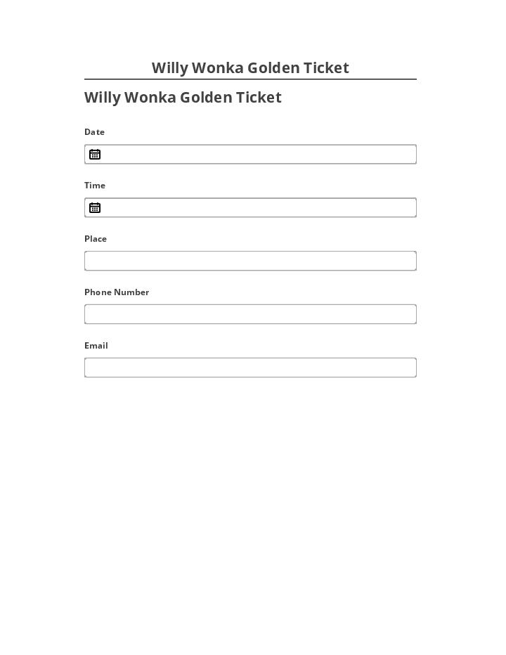 Pre-fill Willy Wonka Golden Ticket Salesforce