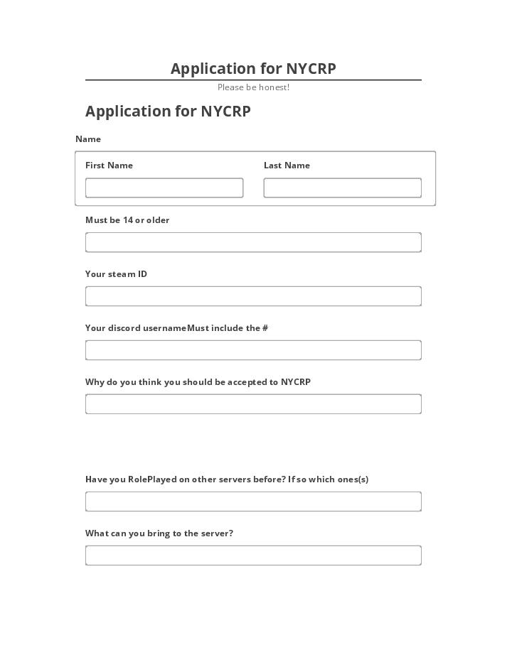 Pre-fill Application for NYCRP Netsuite