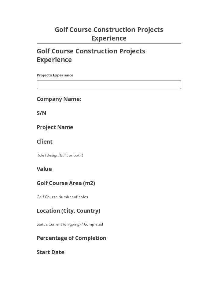 Manage Golf Course Construction Projects Experience