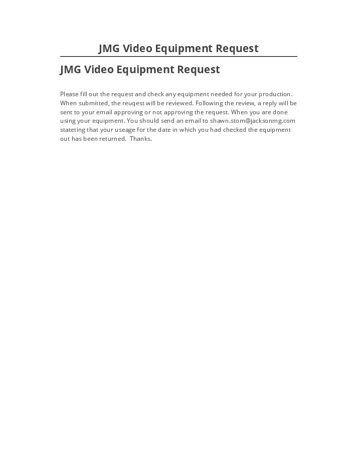 Synchronize JMG Video Equipment Request