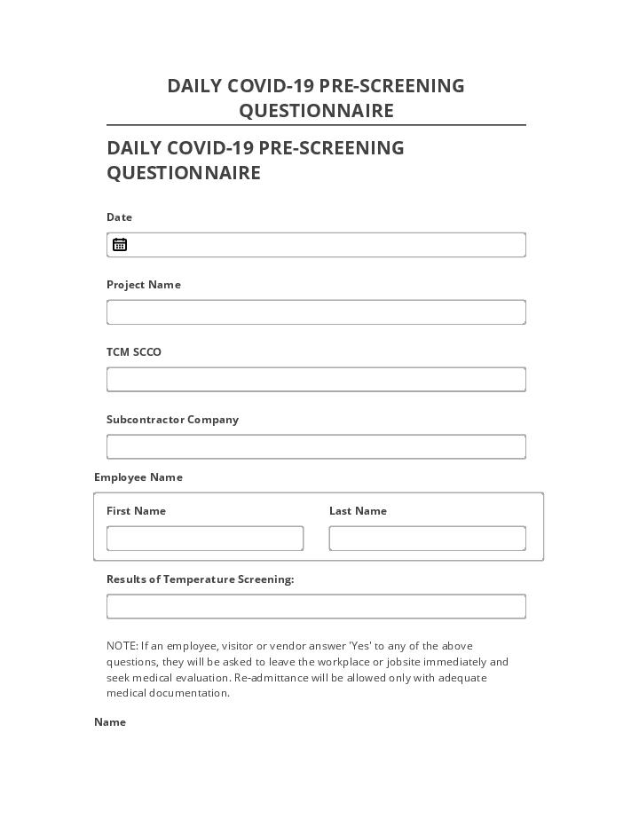 Pre-fill DAILY COVID-19 PRE-SCREENING QUESTIONNAIRE Salesforce