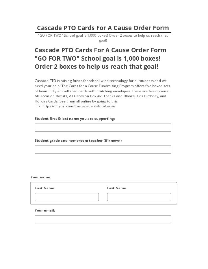 Pre-fill Cascade PTO Cards For A Cause Order Form Netsuite
