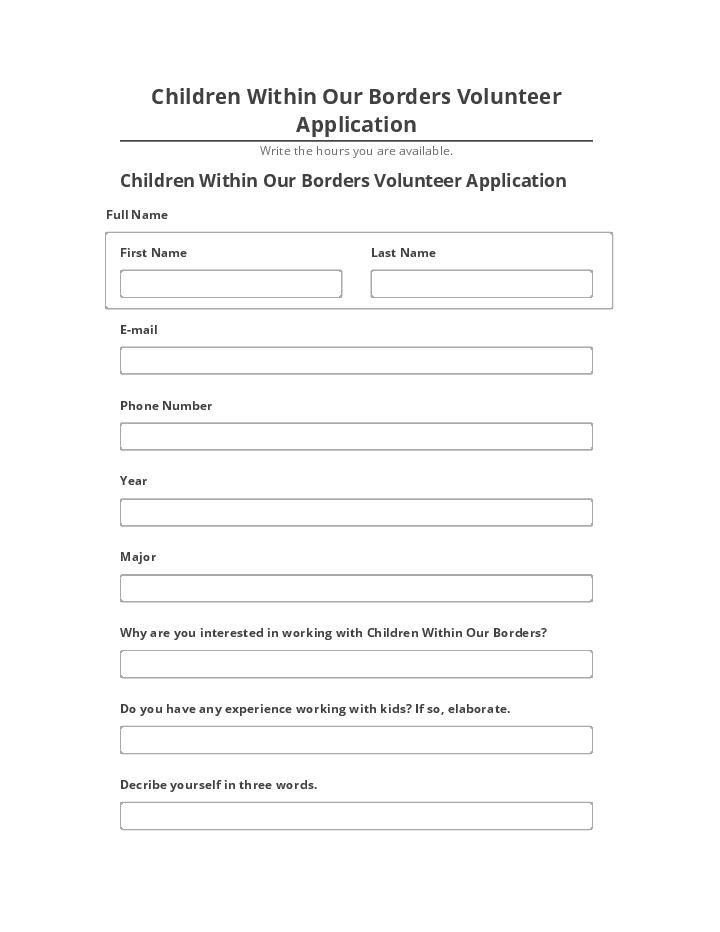 Update Children Within Our Borders Volunteer Application Salesforce