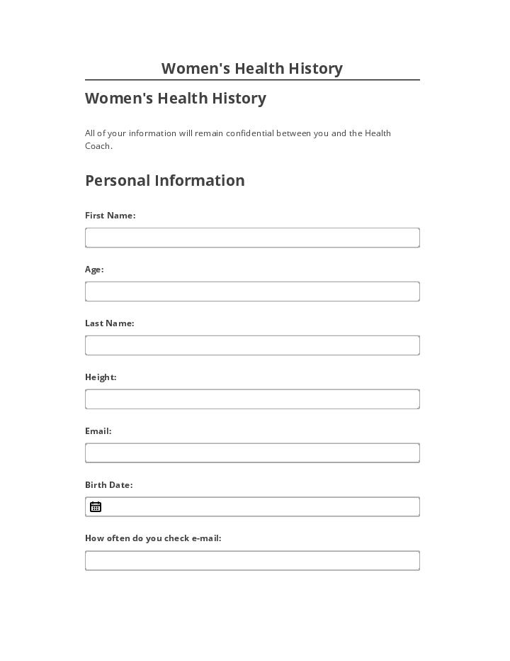 Arrange Women's Health History