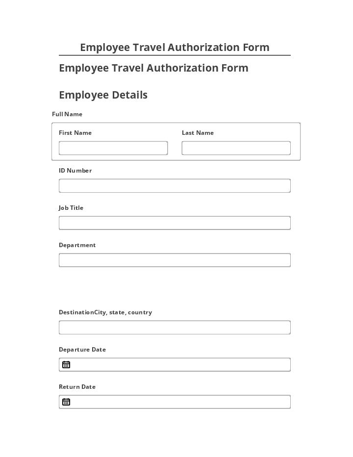Pre-fill Employee Travel Authorization Form