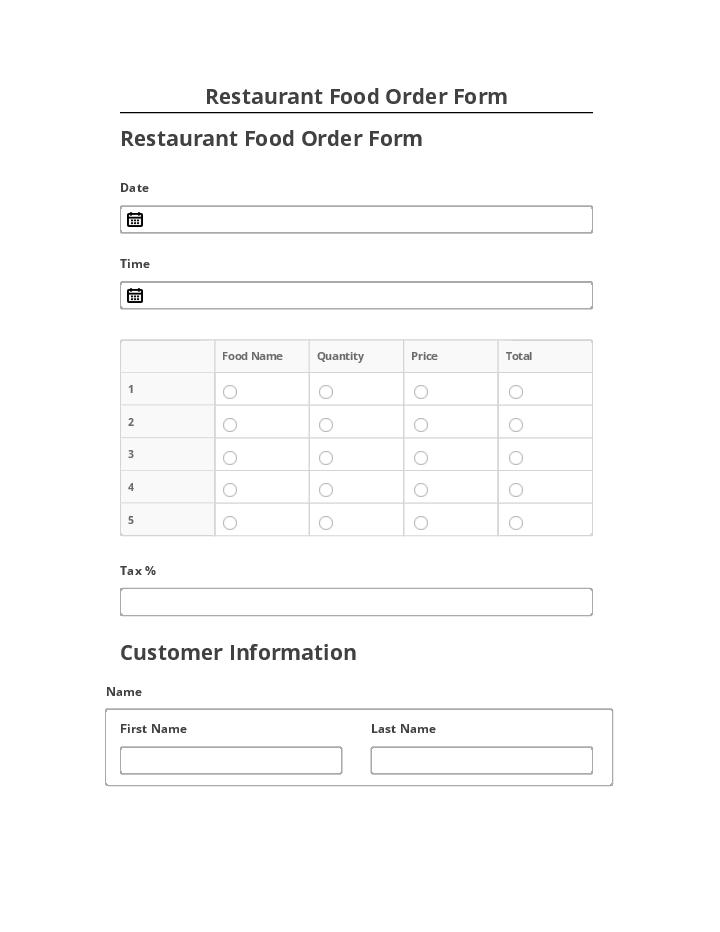 Manage Restaurant Food Order Form Netsuite