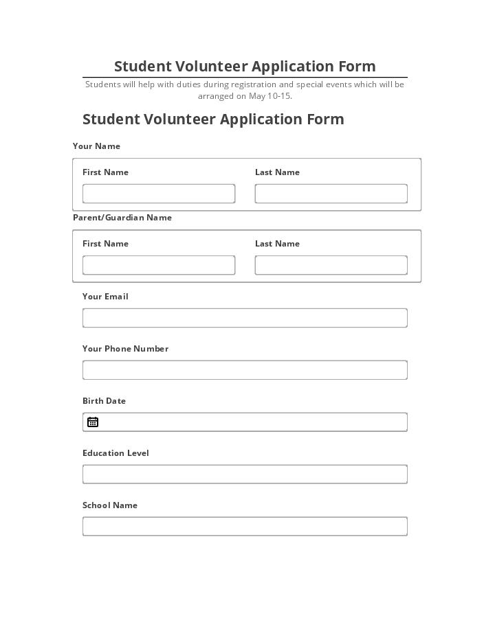 Archive Student Volunteer Application Form Microsoft Dynamics