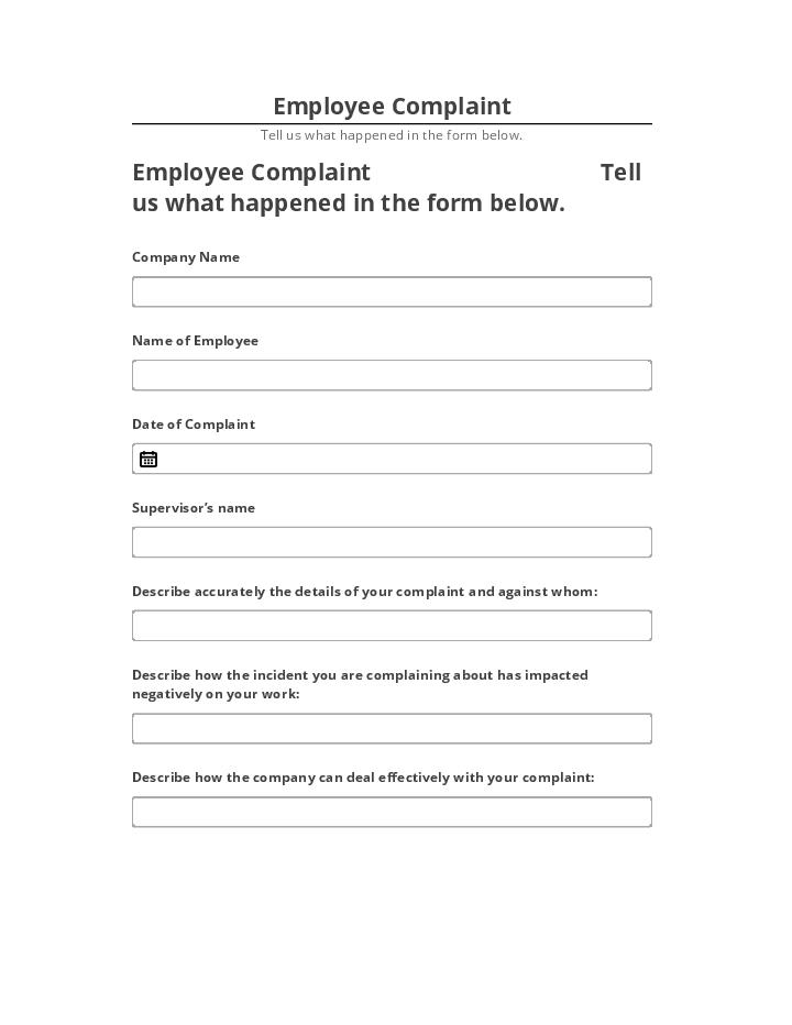 Manage Employee Complaint Salesforce