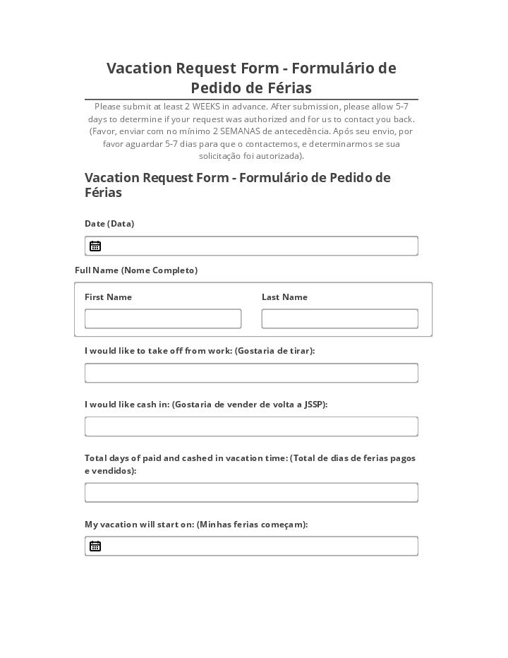 Incorporate Vacation Request Form - Formulário de Pedido de Férias Salesforce