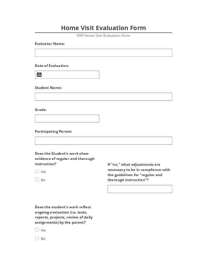 Extract Home Visit Evaluation Form Netsuite