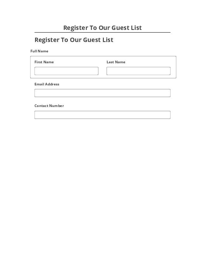 Manage Register To Our Guest List Netsuite