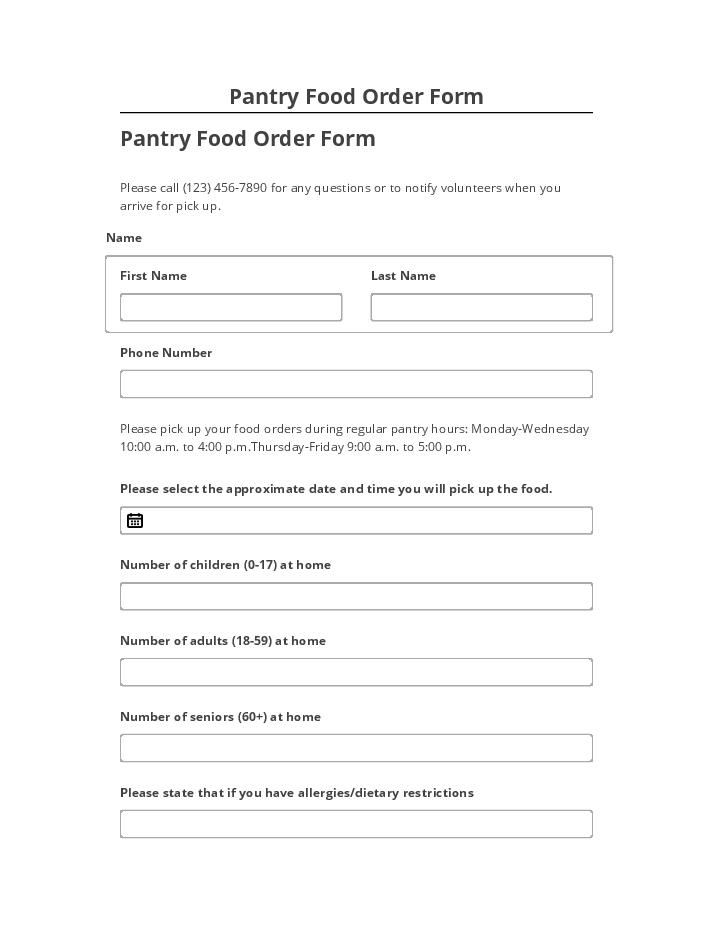 Manage Pantry Food Order Form Salesforce