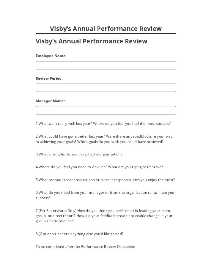 Incorporate Visby’s Annual Performance Review Netsuite