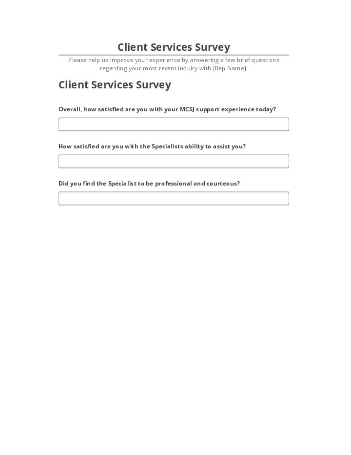 Pre-fill Client Services Survey Netsuite