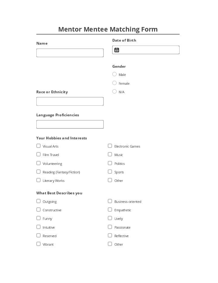 Incorporate Mentor Mentee Matching Form Netsuite
