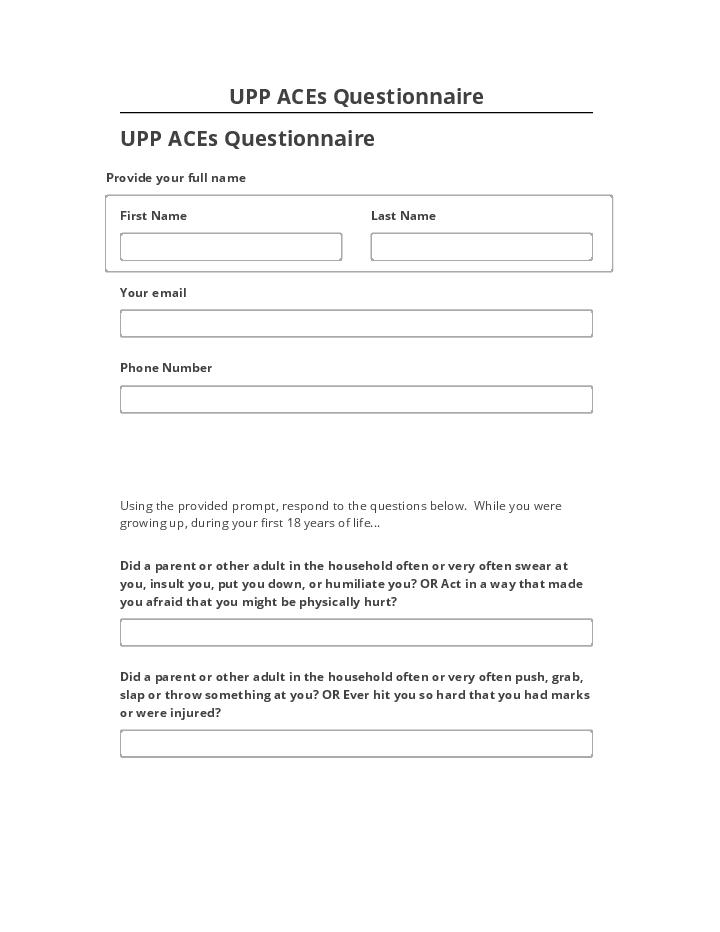 Update UPP ACEs Questionnaire Microsoft Dynamics