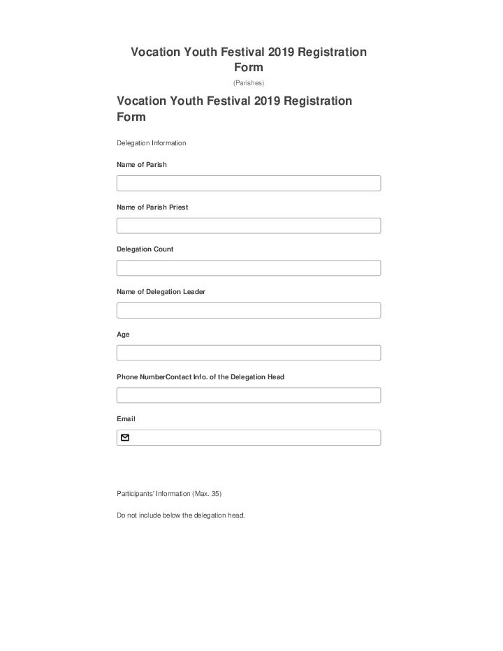 Pre-fill Vocation Youth Festival 2019 Registration Form Netsuite