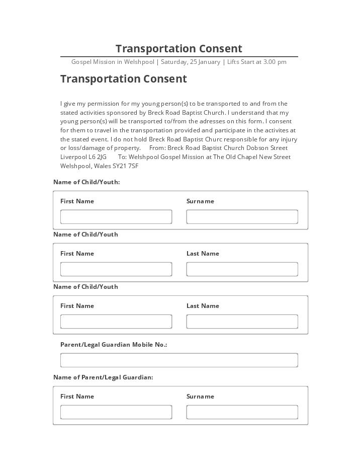 Arrange Transportation Consent Microsoft Dynamics