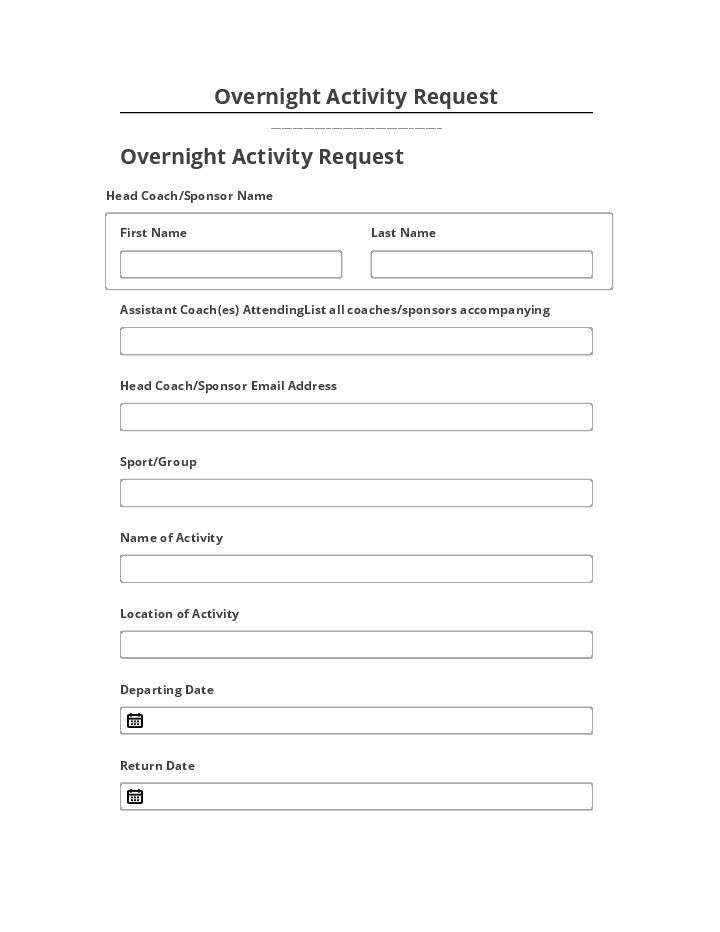 Arrange Overnight Activity Request Salesforce
