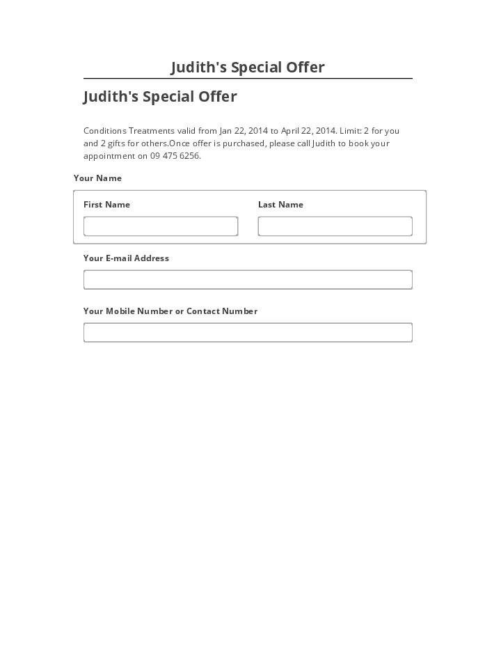 Manage Judith's Special Offer