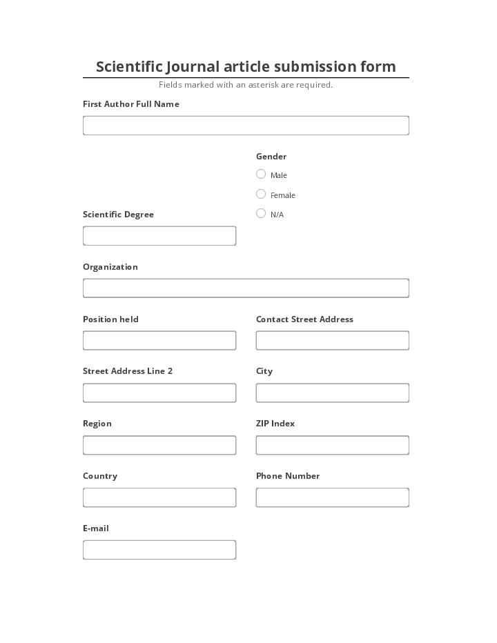 Manage Scientific Journal article submission form Netsuite