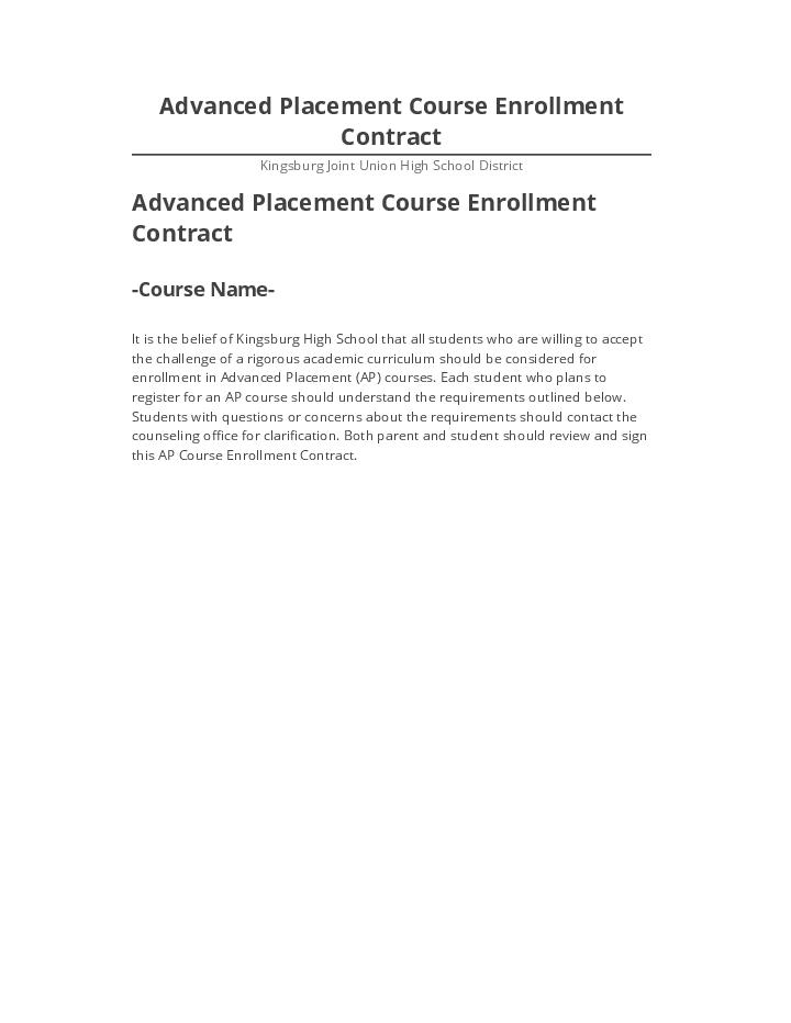 Archive Advanced Placement Course Enrollment Contract