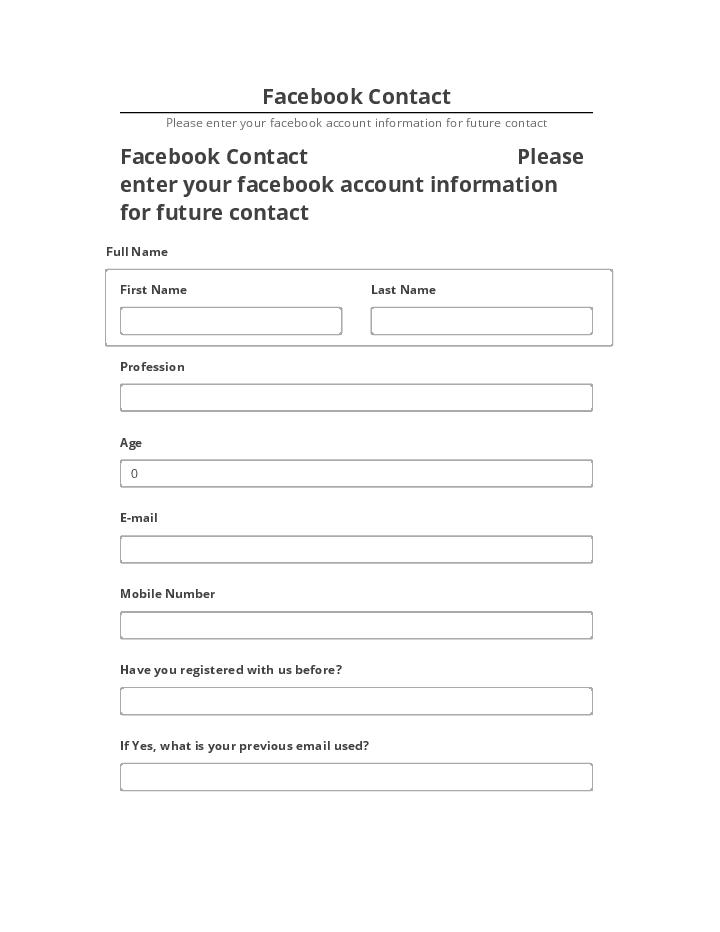 Pre-fill Facebook Contact