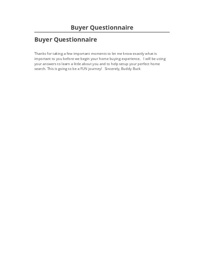 Arrange Buyer Questionnaire