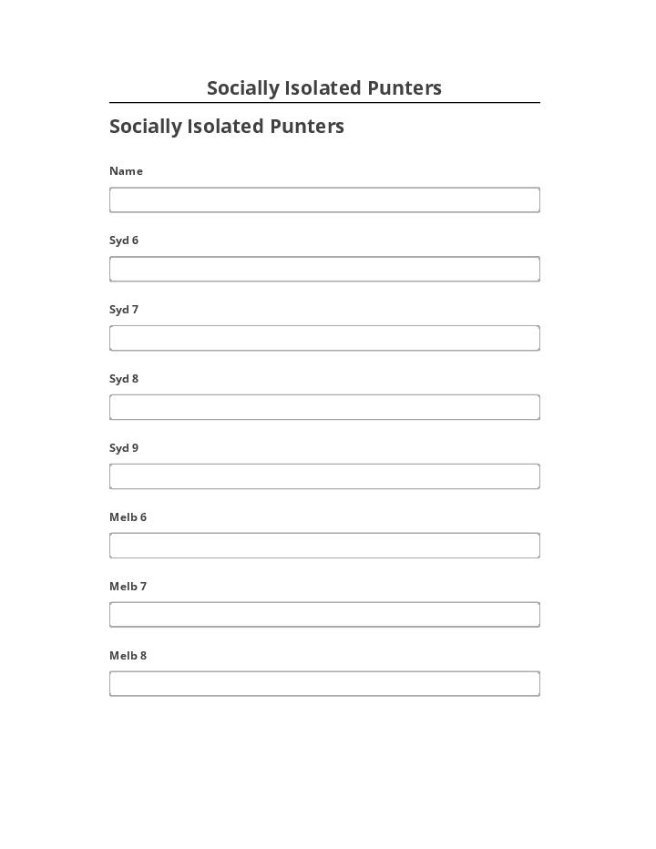 Pre-fill Socially Isolated Punters Netsuite