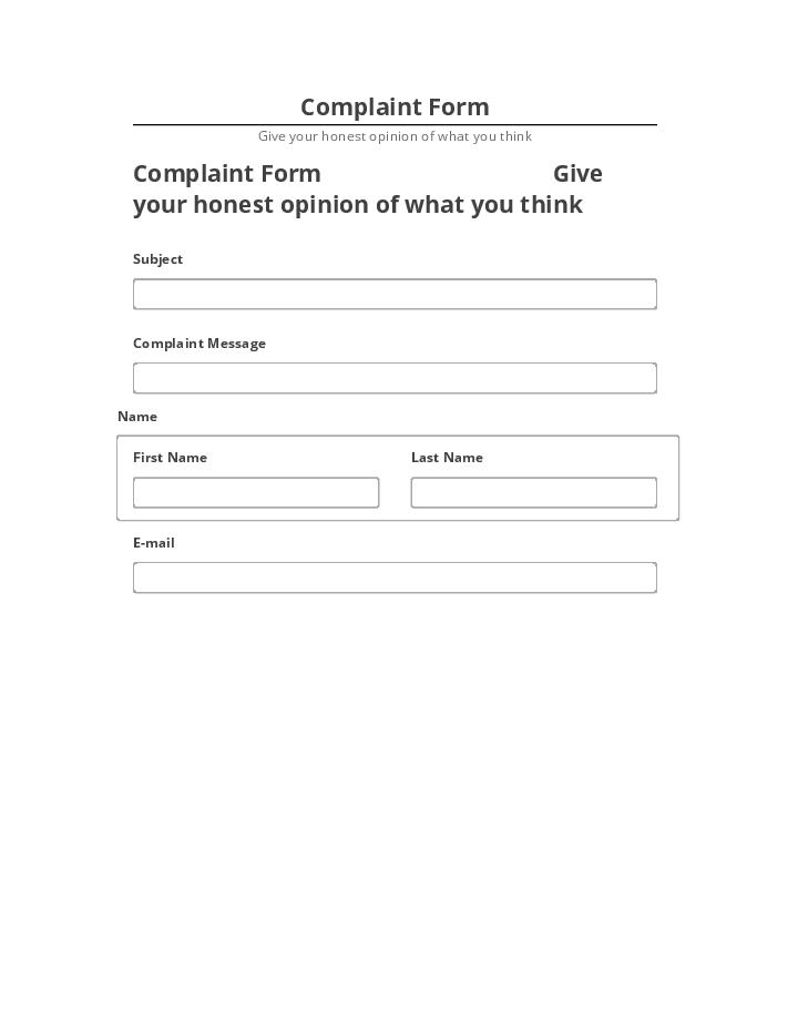 Update Complaint Form Netsuite