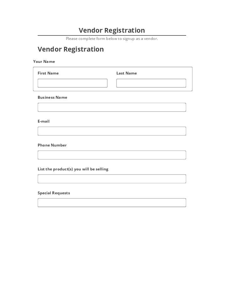 Arrange Vendor Registration