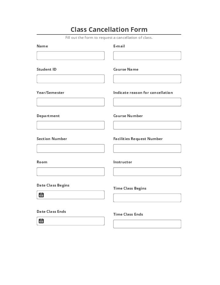 Integrate Class Cancellation Form Netsuite