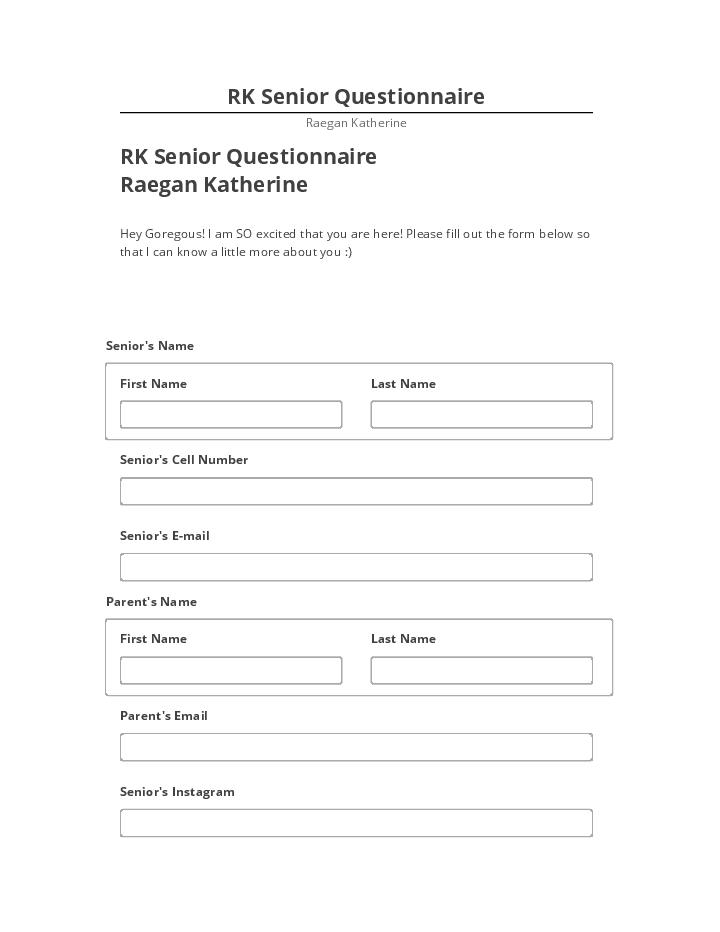 Integrate RK Senior Questionnaire Salesforce