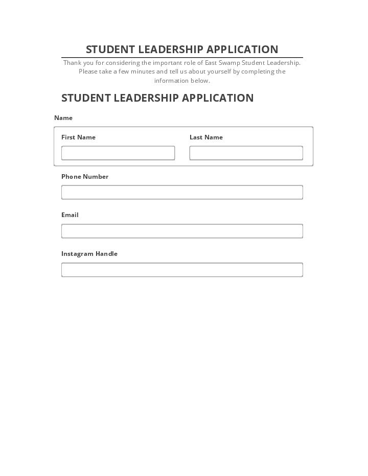 Pre-fill STUDENT LEADERSHIP APPLICATION Microsoft Dynamics