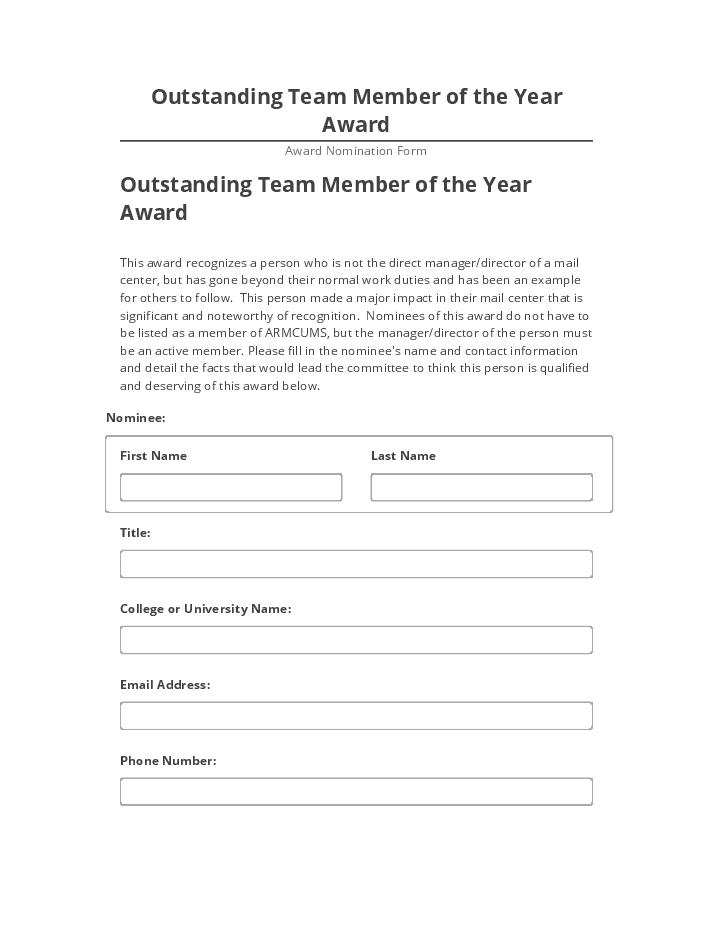 Archive Outstanding Team Member of the Year Award Salesforce