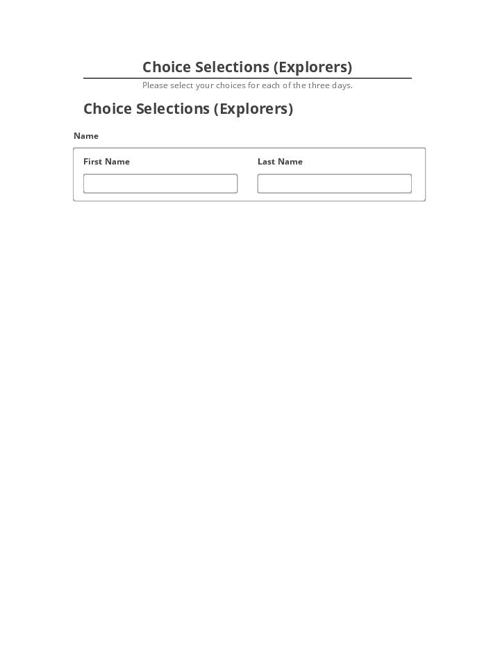 Arrange Choice Selections (Explorers) Netsuite