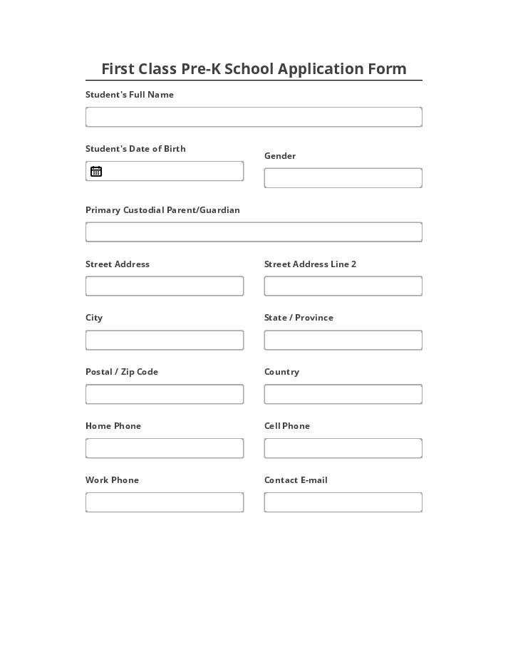 Arrange First Class Pre-K School Application Form Salesforce