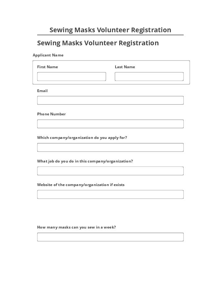 Extract Sewing Masks Volunteer Registration Netsuite
