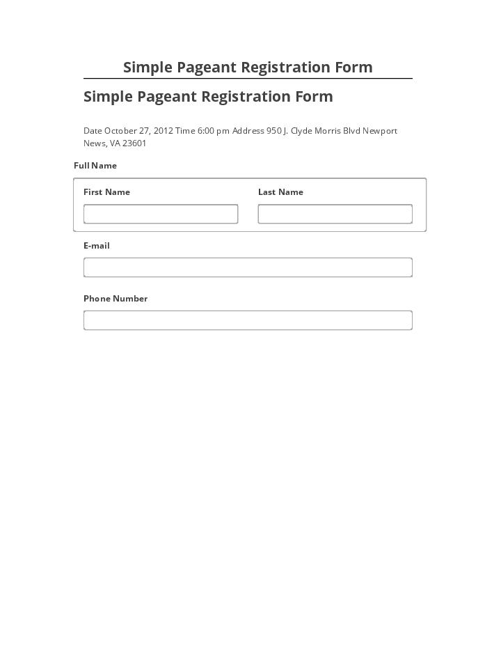 Synchronize Simple Pageant Registration Form Netsuite