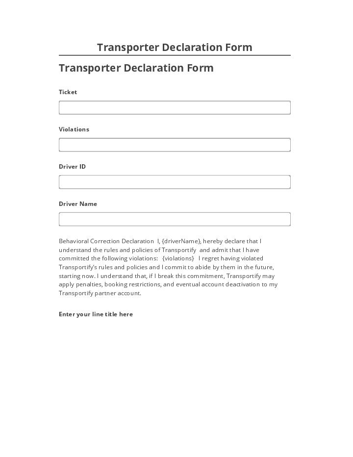 Synchronize Transporter Declaration Form Salesforce
