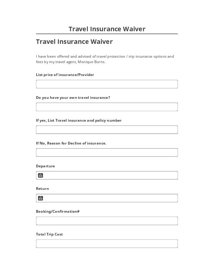 Pre-fill Travel Insurance Waiver Netsuite