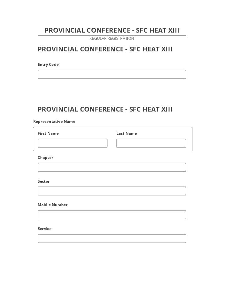 Pre-fill PROVINCIAL CONFERENCE - SFC HEAT XIII Netsuite