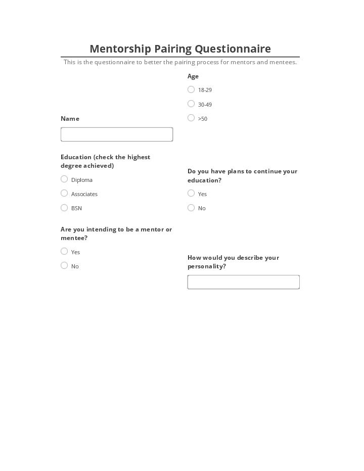 Automate Mentorship Pairing Questionnaire
