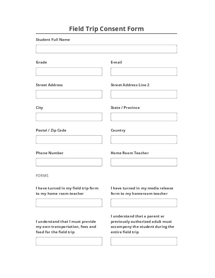 Synchronize Field Trip Consent Form Netsuite
