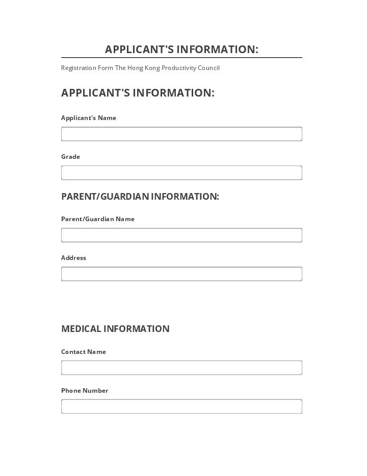 Pre-fill APPLICANT'S INFORMATION: Netsuite